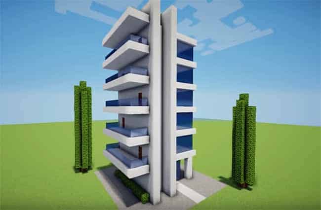 modern hotel tower in minecraft