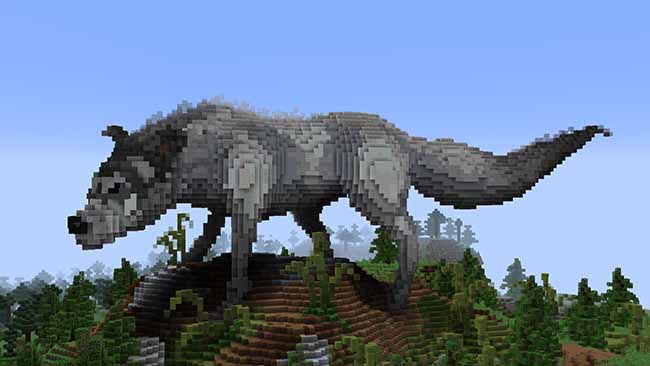 wolf minecraft statue