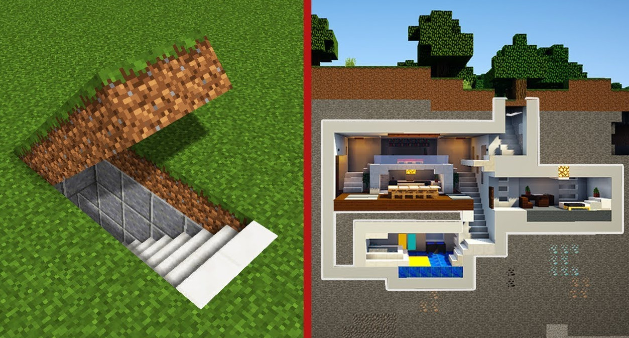 minecraft modern underground house