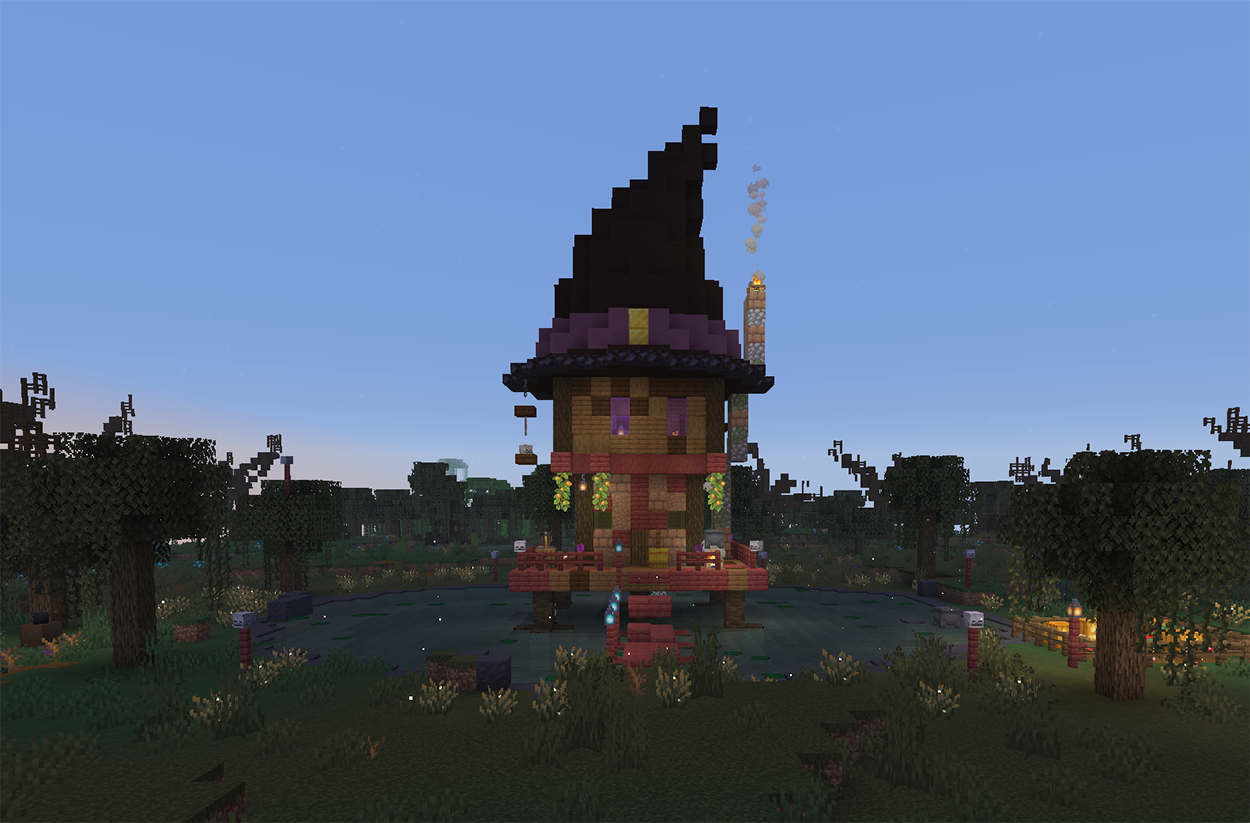 Minecraft witch hut in a swamp