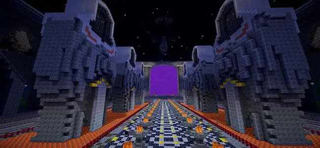Large outdoor nether portal with decorated stone surround