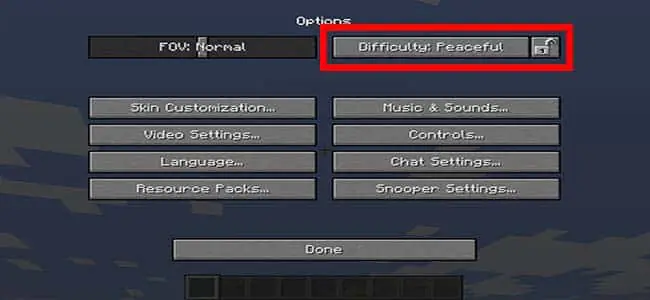 Changing Difficulty to Peaceful in Minecraft