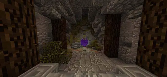 Nether portal built inside a cave entrance
