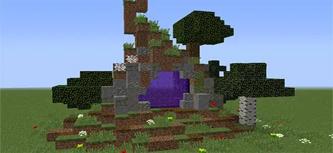 Nether portal terraformed into a forest clearing