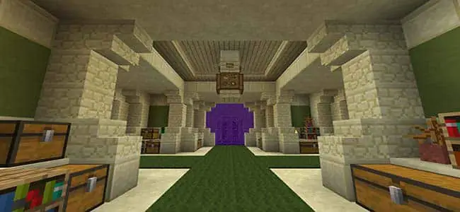 Nether portal built into the wall of a storage room