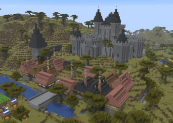 10 Cool Minecraft Castle Ideas (With Photos) minecraft-medieval-castle-with-town